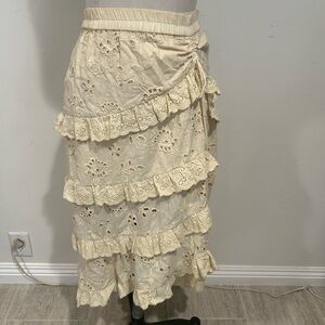 Elegant Cream Lace Ruffle Skirt